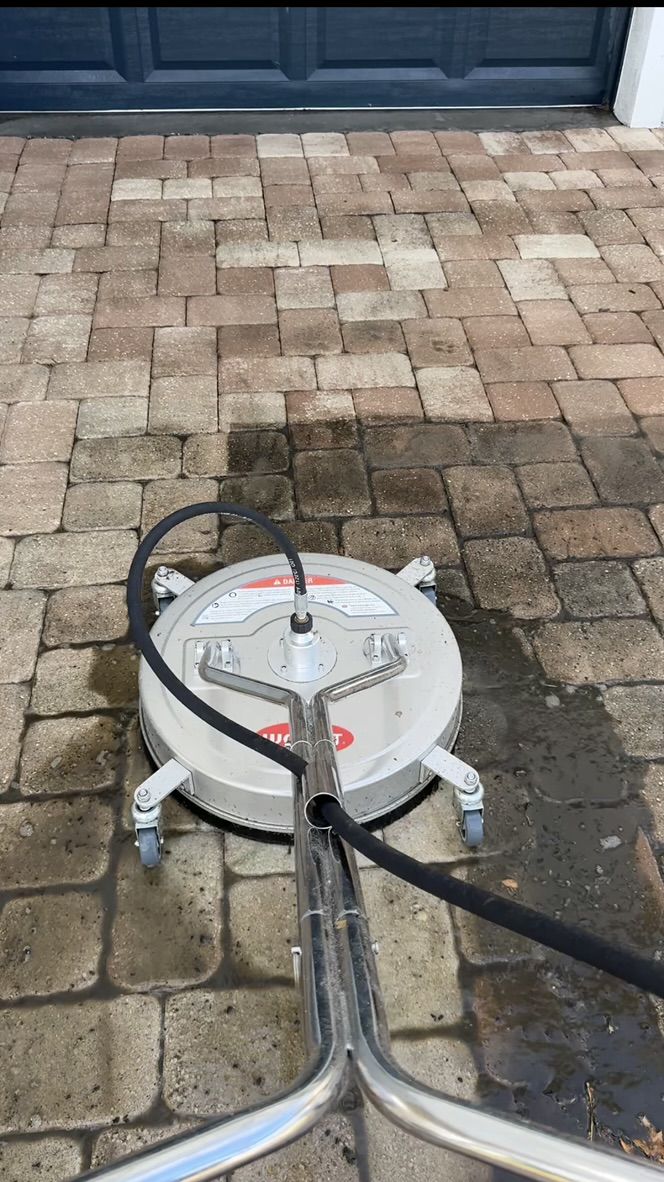 Pressure washing driveway and exterior surfaces