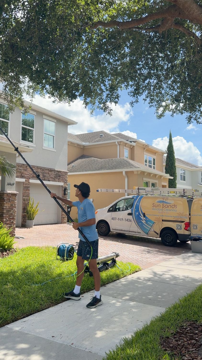 Pressure washing driveway and exterior surfaces