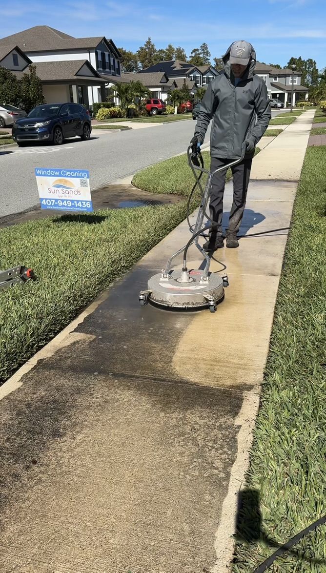 Pressure washing driveway and exterior surfaces