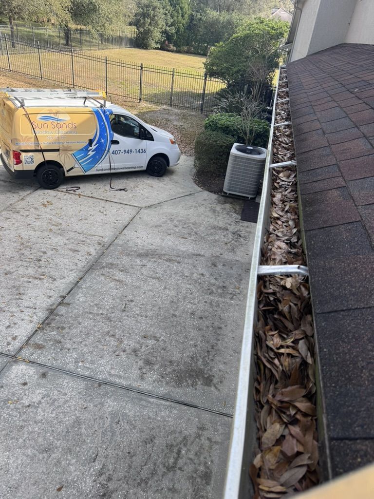 Gutter cleaning service on a Florida home